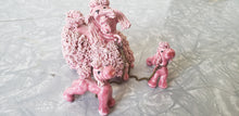 Load image into Gallery viewer, pink poodle family, mother poodle and puppies, spaghetti poodles, mid century poodles, japanese ceramics