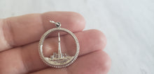 Load image into Gallery viewer, Vintage sterling silver 925 charm for charm bracelet of Toronto Ontario Canada skyline with CN Tower and Lake Ontario, sold by Gray Barn Eclectic Find vintage online store