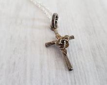 Load image into Gallery viewer, Vintage sterling silver 925 rose cross pendant and chain, Gray Barn Eclectic Finds online vintage store, close up of detail on cross 