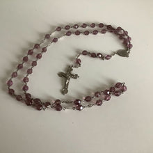 Load image into Gallery viewer, Vintage French rosaries, Gray Barn Eclectic Finds online vintage store, purple faceted beaded rosary with silver findings