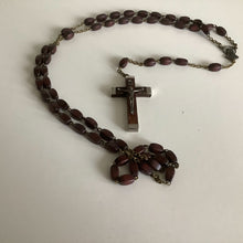 Load image into Gallery viewer, Vintage French rosaries, Gray Barn Eclectic Finds online vintage store, mahogany rounded oblong bead rosary with wood cross