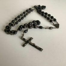 Load image into Gallery viewer, Vintage French rosaries, Gray Barn Eclectic Finds online vintage store, black wood bead rosary with wooden cross