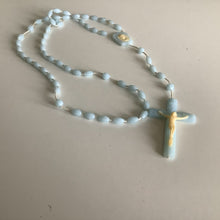 Load image into Gallery viewer, Vintage French rosaries, Gray Barn Eclectic Finds online vintage store, pale blue plastic vintage rosary against white background