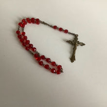 Load image into Gallery viewer, Vintage French rosaries, Gray Barn Eclectic Finds online vintage store, red crystal chaplet with ornate brass cross