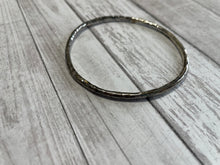 Load image into Gallery viewer, Set of three handmade round bangle bracelets in 925 sterling silver 2.75&quot; diameter (size large) with a hammered finish