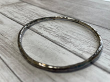 Load image into Gallery viewer, Set of three handmade round bangle bracelets in 925 sterling silver 2.75&quot; diameter (size large) with a hammered finish