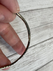 Set of three handmade round bangle bracelets in 925 sterling silver 2.75" diameter (size large) with a hammered finish