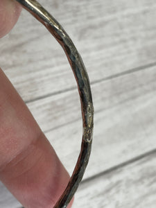 Set of three handmade round bangle bracelets in 925 sterling silver 2.75" diameter (size large) with a hammered finish