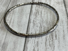 Load image into Gallery viewer, Set of three handmade round bangle bracelets in 925 sterling silver 2.75&quot; diameter (size large) with a hammered finish