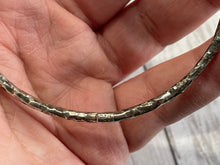 Load image into Gallery viewer, Set of three handmade round bangle bracelets in 925 sterling silver 2.75&quot; diameter (size large) with a hammered finish