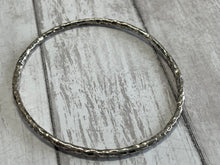Load image into Gallery viewer, Set of three handmade round bangle bracelets in 925 sterling silver 2.75&quot; diameter (size large) with a hammered finish