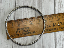 Load image into Gallery viewer, Set of three handmade round bangle bracelets in 925 sterling silver 2.75&quot; diameter (size large) with a hammered finish