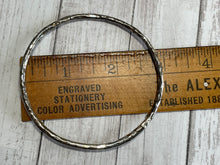 Load image into Gallery viewer, Set of three handmade round bangle bracelets in 925 sterling silver 2.75&quot; diameter (size large) with a hammered finish