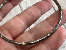 Load image into Gallery viewer, Set of three handmade round bangle bracelets in 925 sterling silver 2.75&quot; diameter (size large) with a hammered finish