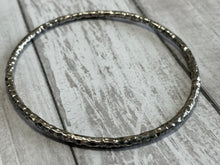 Load image into Gallery viewer, Set of three handmade round bangle bracelets in 925 sterling silver 2.75&quot; diameter (size large) with a hammered finish