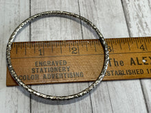 Load image into Gallery viewer, Set of three handmade round bangle bracelets in 925 sterling silver 2.75&quot; diameter (size large) with a hammered finish