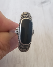 Load image into Gallery viewer, Estate 925 Sterling Silver and Black Onyx Statement Ring