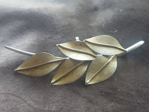 Vintage Bond Boyd Sterling Brooch - modern estate brooch, leaves, 1950s, 1960s