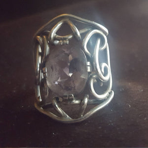 Vintage Handmade Silver and Smoky Topaz Ring -