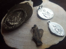 Load image into Gallery viewer, 1940s 1950s 1960s Rosary Parts Saints Medals Mixed lot Religious Icons Jewellery - Dark Bronze Silver Metal Enamel