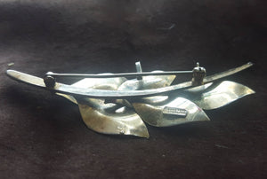 Vintage Bond Boyd Sterling Brooch - modern estate brooch, leaves, 1950s, 1960s
