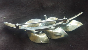 Vintage Bond Boyd Sterling Brooch - modern estate brooch, leaves, 1950s, 1960s