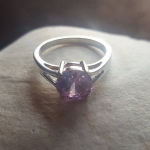 Estate Sterling Silver and Lavender Stone Ring - vintage purple ring, estate silver ring, pink purple silver ring