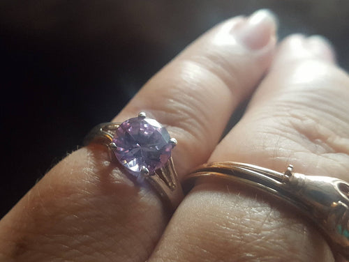 Estate Sterling Silver and Lavender Stone Ring - vintage purple ring, estate silver ring, pink purple silver ring