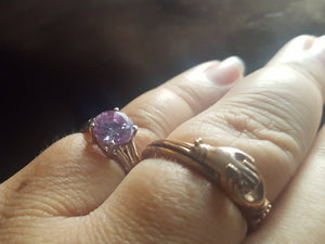 Estate Sterling Silver and Lavender Stone Ring - vintage purple ring, estate silver ring, pink purple silver ring