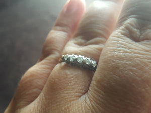 1940s Estate Gold and Diamond Wedding Band - Vintage White Gold and Diamond Wedding Ring