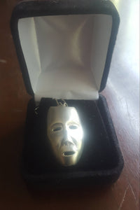 Estate Sterling Silver Drama Mask Necklace and Chain - 1950s  Sterling Silver Chain Evco