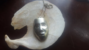 Estate Sterling Silver Drama Mask Necklace and Chain - 1950s  Sterling Silver Chain Evco