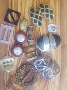 Pick A Buckle - Metal, Celluloid, Mother of Pearl, Buttons Shoe Belt Buckles 1930s 1940s 1950s 1960s vintage midcentury art deco accessories