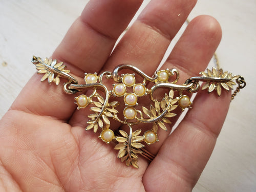 Enamel and Faux Pearl Choker