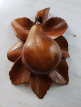 Load image into Gallery viewer, Vintage Hand Carved Pear Shaped Ink Well:  Black Forest, 1800s, Carved fruit, fountain pen, ink stand Free Shipping to Canada and US