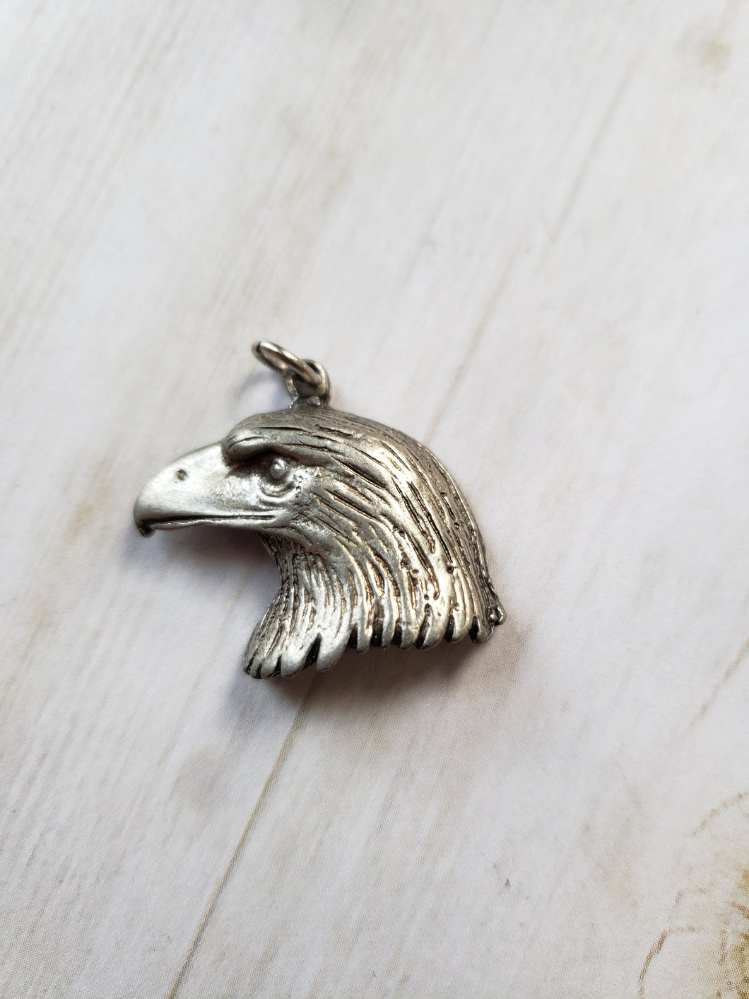 Vintage Sterling Silver 925 Eagle Pendant - mantiques, estate silver jewelry, 1970s, 1980s, bald eagle, USA, 925 silver bird pendant