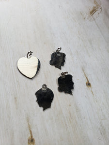 Vintage Sterling Silver 925 Silhouette Charms, Girl Profile, Boy Profile, Grandma We Love You Charm, Gift From Grandchildren