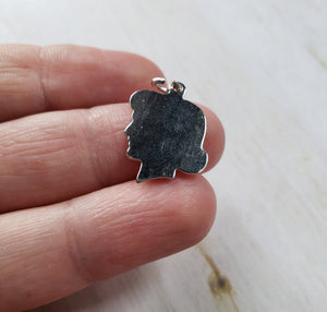 Vintage Sterling Silver 925 Silhouette Charms, Girl Profile, Boy Profile, Grandma We Love You Charm, Gift From Grandchildren