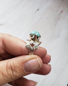Vintage Taxco Mexico Sterling Silver 925 and Larimar Ring, estate silver, vintage silver jewelry, boho, estate silver ring, 1950s