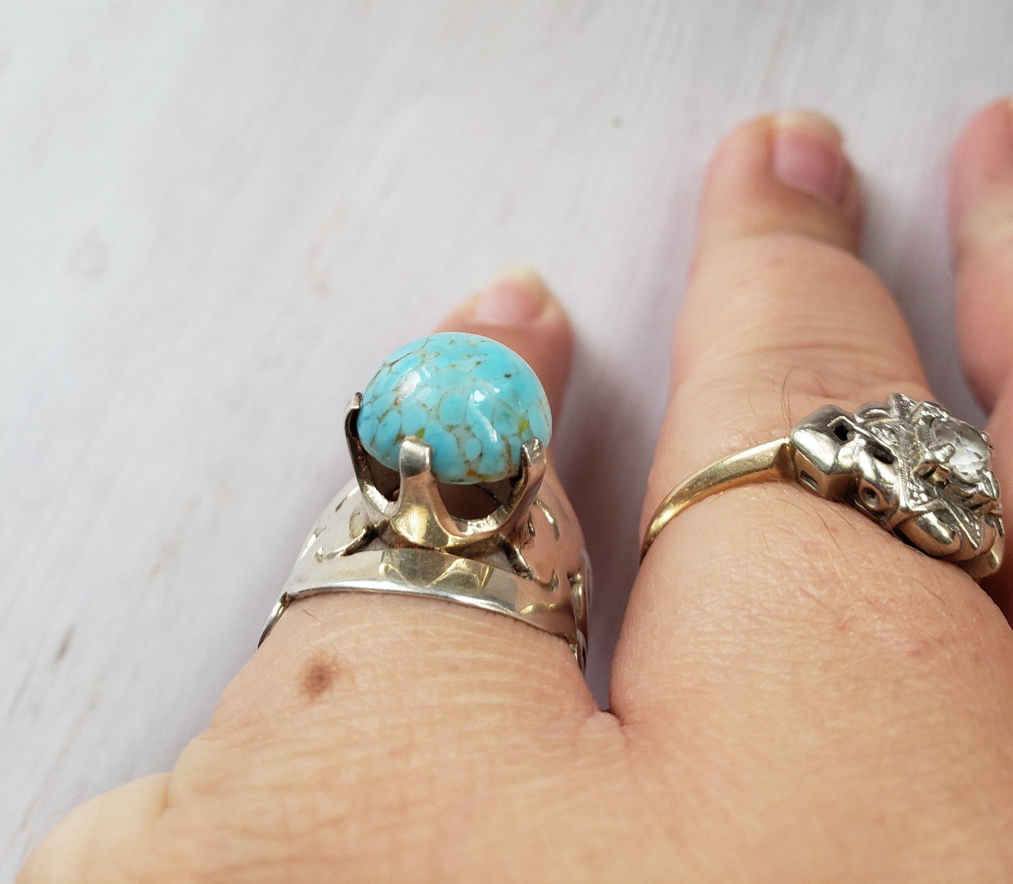 Triple Stone Larimar Ring – Silver Eagle Gallery