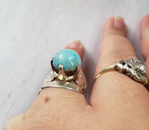 Vintage Taxco Mexico Sterling Silver 925 and Larimar Ring, estate silver, vintage silver jewelry, boho, estate silver ring, 1950s