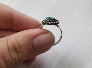 Estate Old Pawn Silver and Turquoise Navajo Ring - vintage First Nations jewelry, Native American Turquoise and Silver jewellery, antique