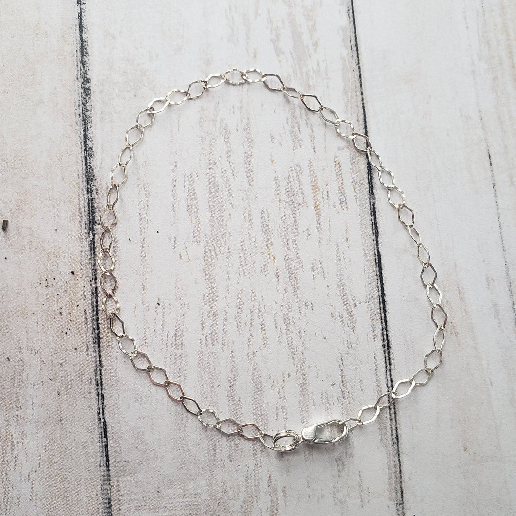 Sterling Silver Hammered Chain Bracelet - simple bracelet, modern silver, daily bracelet, elegant chain bracelet
