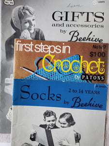 Vintage Knitting and Crochet Booklets - craft booklets, instruction booklets, how to, vintage craft patterns, craft manuals, sock patterns