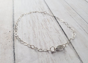 Sterling Silver Hammered Chain Bracelet - simple bracelet, modern silver, daily bracelet, elegant chain bracelet