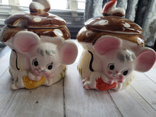 Load image into Gallery viewer, Enesco Missy Mouse Sugar Bowls or Condiment Jars, Anthropomorphized China, Japanese China, 1950s, 1960s, cute china, Napco, Lefton