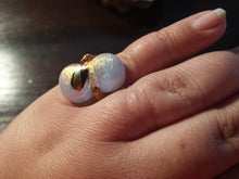 Load image into Gallery viewer, Lavender, Copper and Gold Dichroic Ring - Fused Glass - Metallic, Glitter, OOAK, Modern, Kiln Glass Jewelry