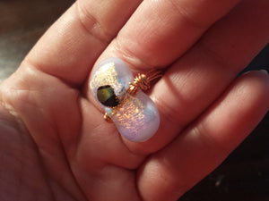 Lavender, Copper and Gold Dichroic Ring - Fused Glass - Metallic, Glitter, OOAK, Modern, Kiln Glass Jewelry
