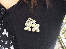 Load image into Gallery viewer, Large 1950s AB aurora borealis Rhinestone Crystal Flower Bouquet Brooch - Estate Jewelry, Mad Men, 1950s