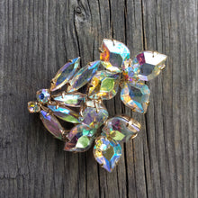 Load image into Gallery viewer, Large 1950s AB aurora borealis Rhinestone Crystal Flower Bouquet Brooch - Estate Jewelry, Mad Men, 1950s